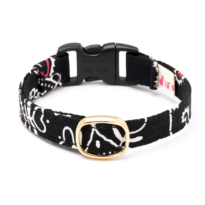 猫首輪 ペイズリー ブラック