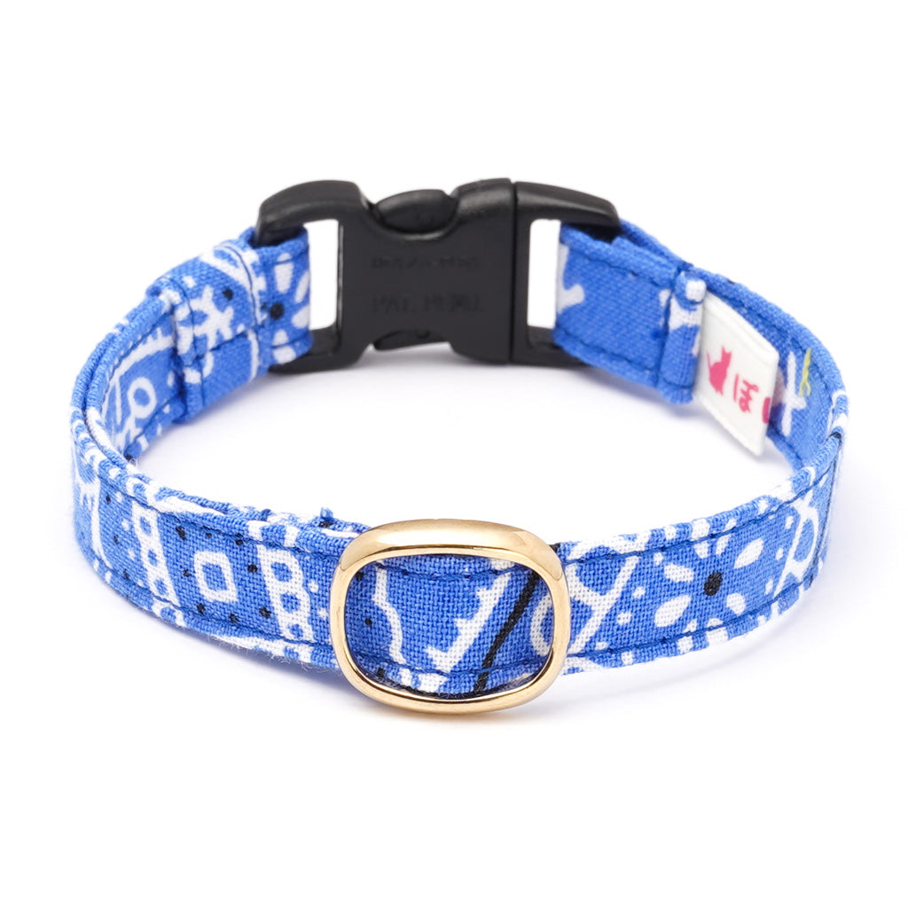 猫首輪 ペイズリー ブルー