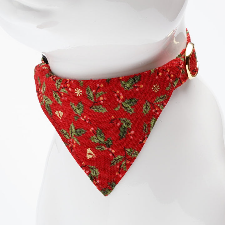 バンダナ付き猫首輪 クリスマス ヒイラギ レッド