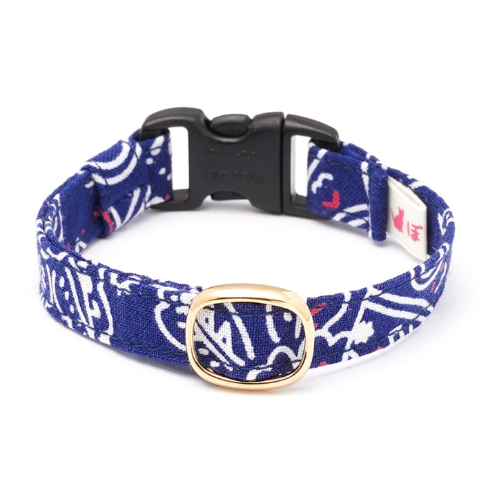 猫首輪 ペイズリー ネイビー