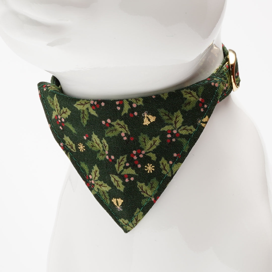 バンダナ付き猫首輪 クリスマス ヒイラギ グリーン