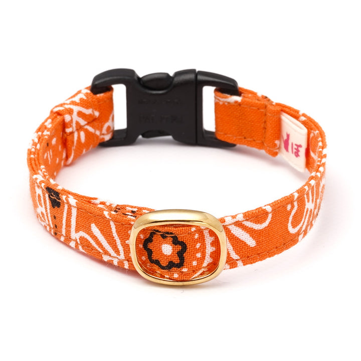 猫首輪 ペイズリー オレンジ