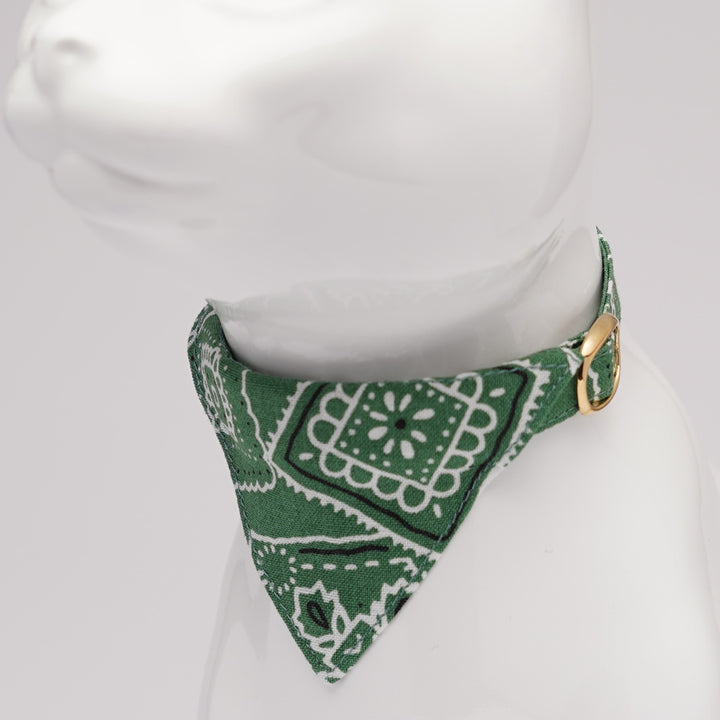 バンダナ付き猫首輪 ペイズリー グリーン
