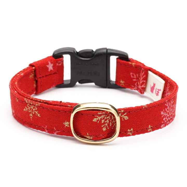 猫首輪 クリスマス スノークリスタル レッド