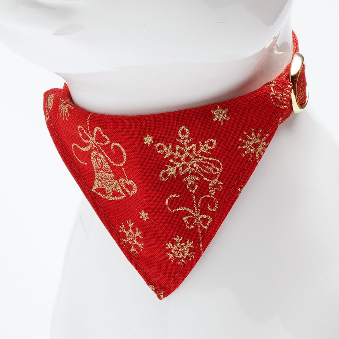 バンダナ付き猫首輪 クリスマス スノークリスタル レッド
