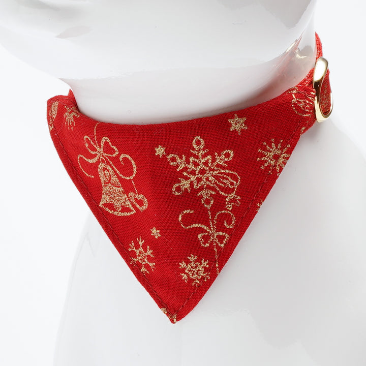バンダナ付き猫首輪 クリスマス スノークリスタル レッド
