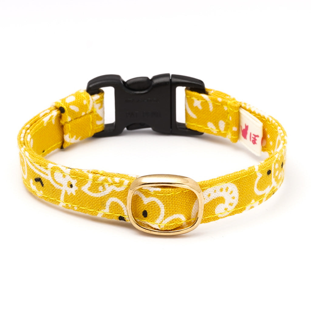 猫首輪 ペイズリー イエロー
