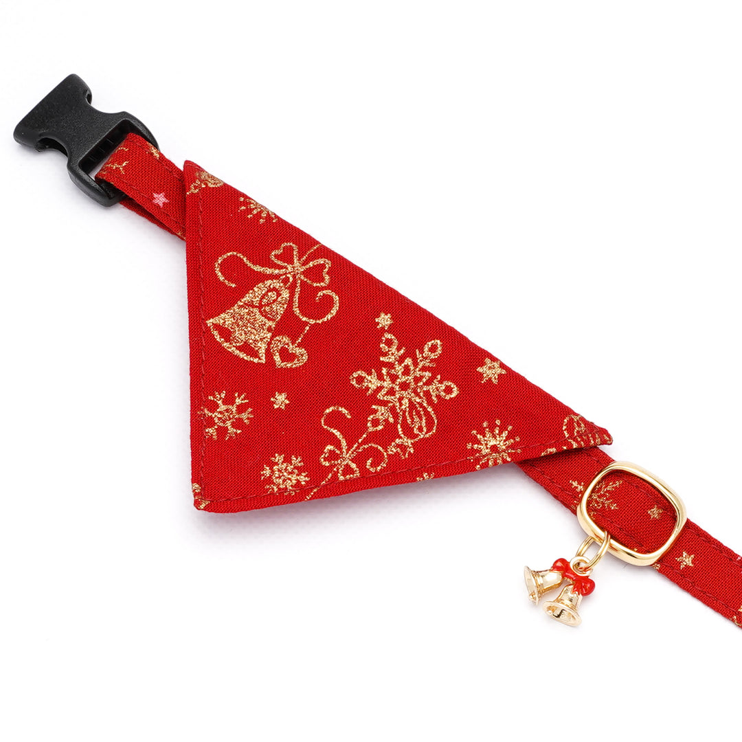 バンダナ付き猫首輪 クリスマス スノークリスタル レッド