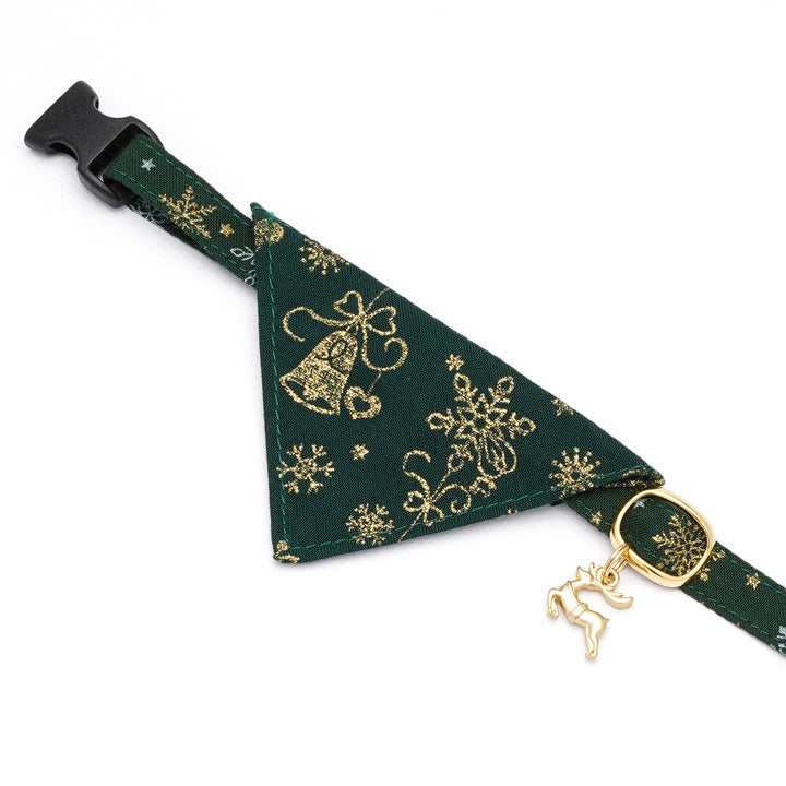 バンダナ付き猫首輪 クリスマス スノークリスタル グリーン