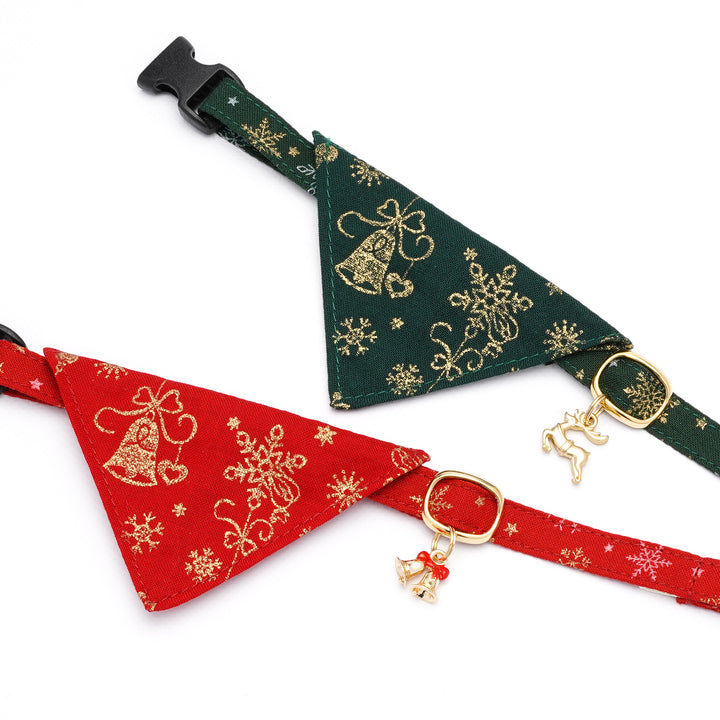 バンダナ付き猫首輪 クリスマス スノークリスタル グリーン