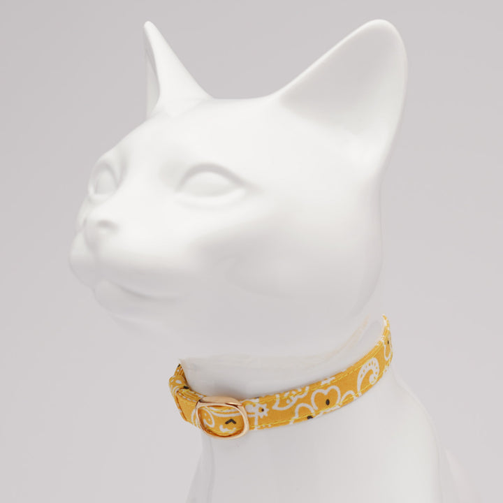 猫首輪 ペイズリー イエロー