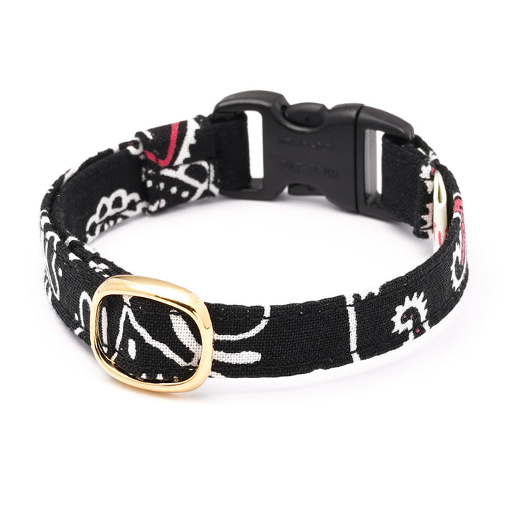 猫首輪 ペイズリー ブラック