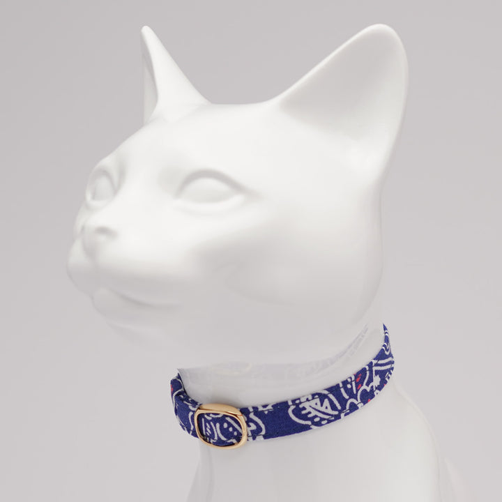 猫首輪 ペイズリー ネイビー