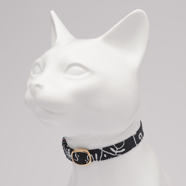 猫首輪 ペイズリー ブラック