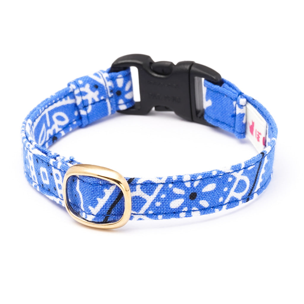 猫首輪 ペイズリー ブルー
