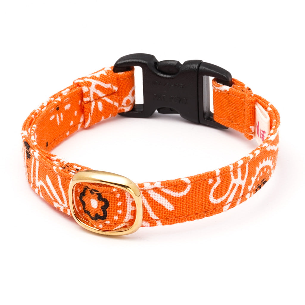 猫首輪 ペイズリー オレンジ