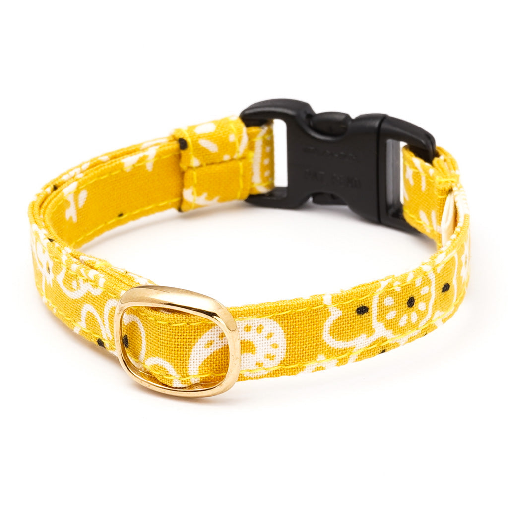 猫首輪 ペイズリー イエロー