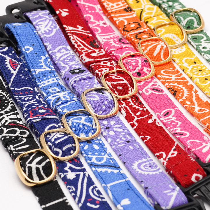 猫首輪 ペイズリー ブルー