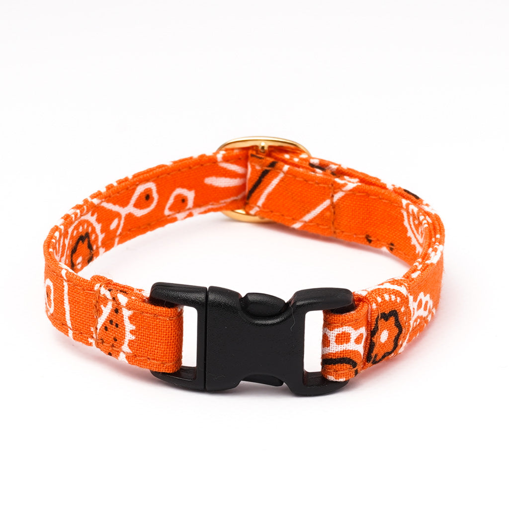 猫首輪 ペイズリー オレンジ