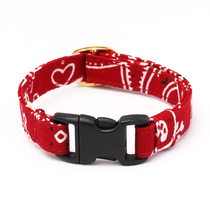 猫首輪 ペイズリー レッド