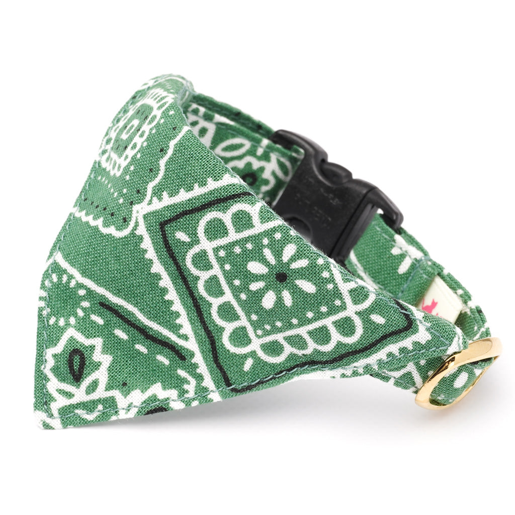 バンダナ付き猫首輪 ペイズリー グリーン