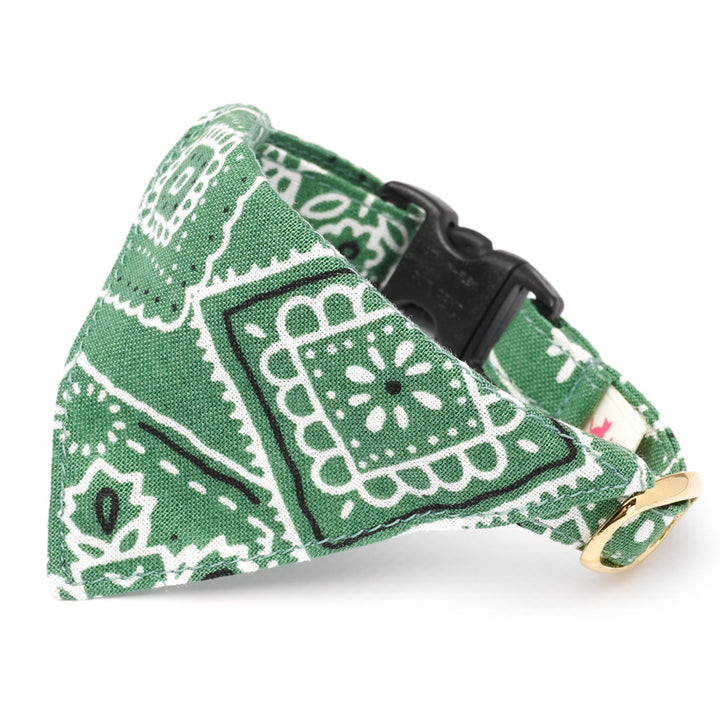 バンダナ付き猫首輪 ペイズリー グリーン