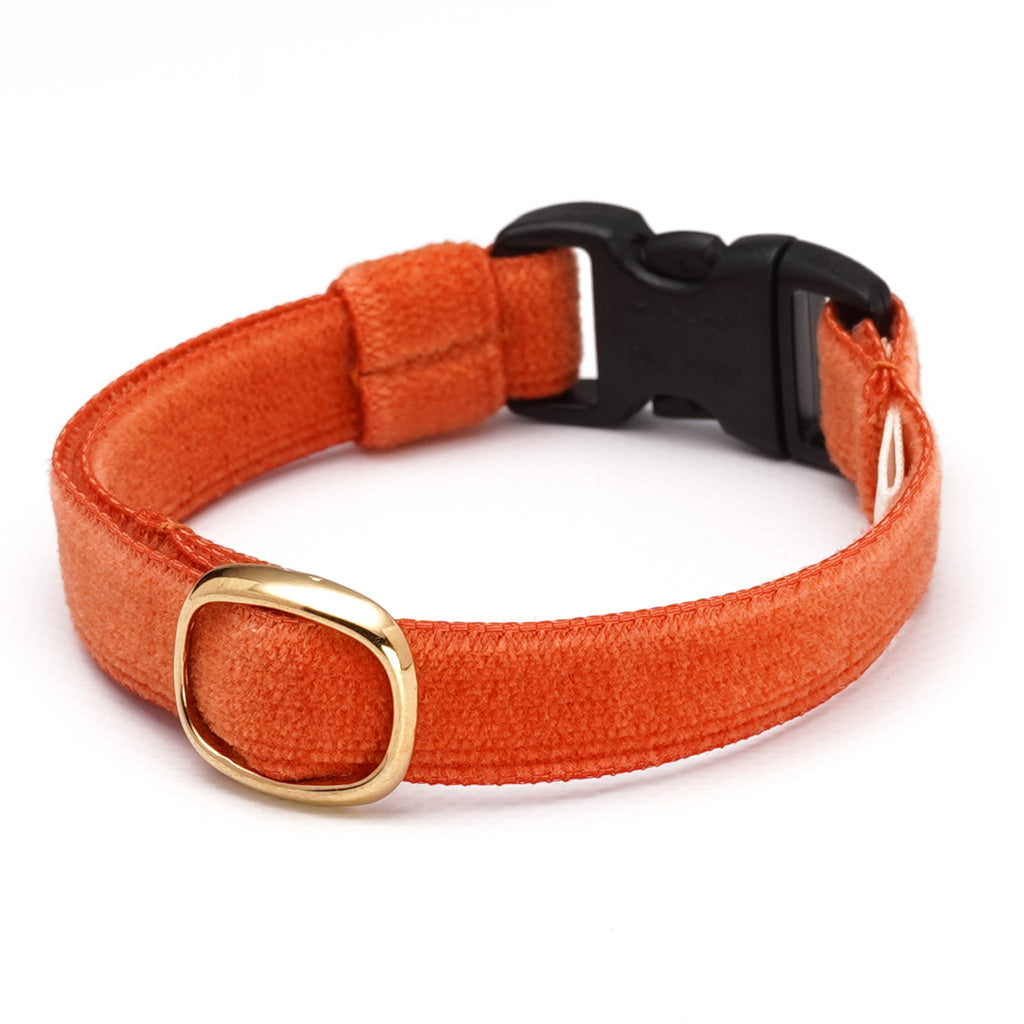 猫首輪 ベルベット ダークオレンジ