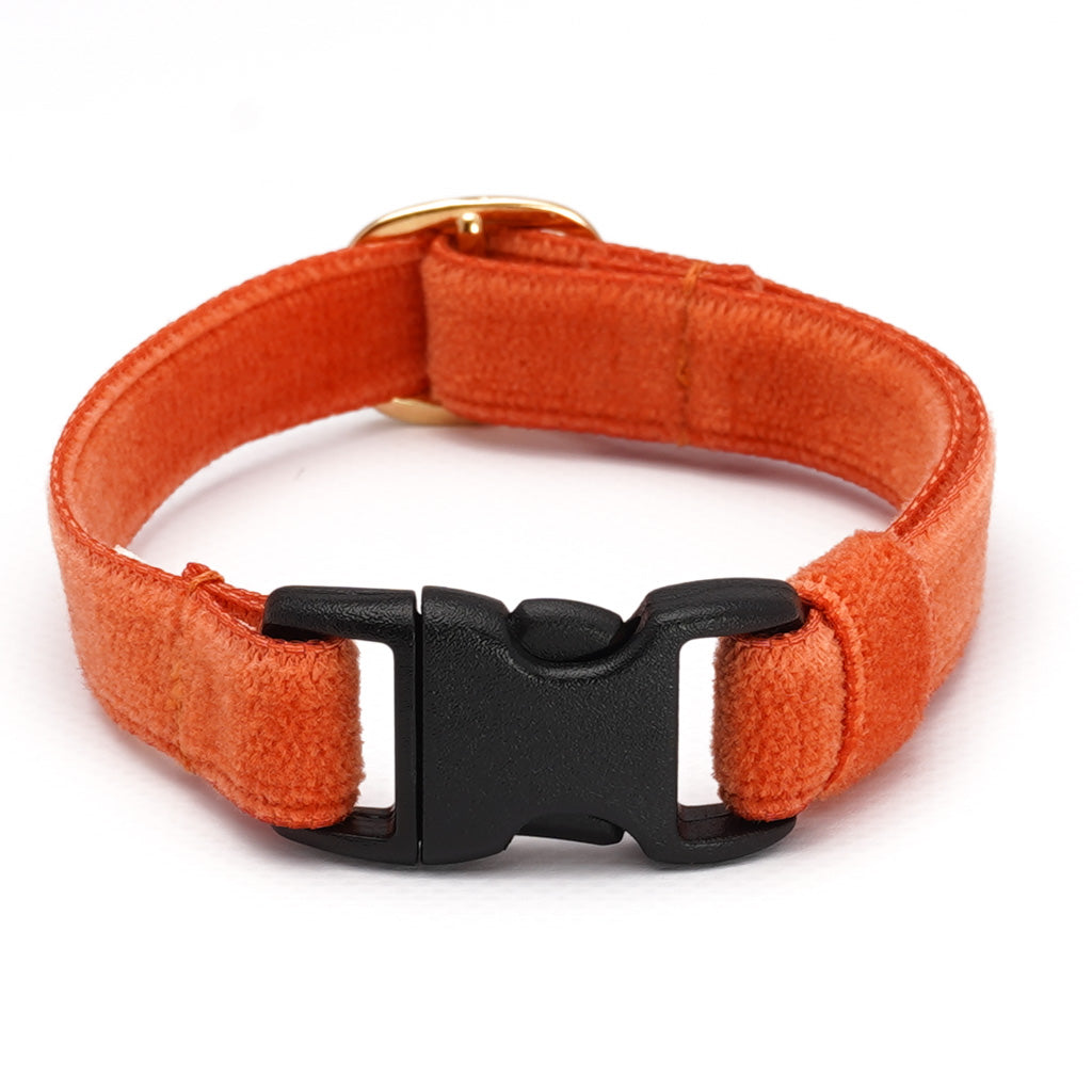 猫首輪 ベルベット ダークオレンジ