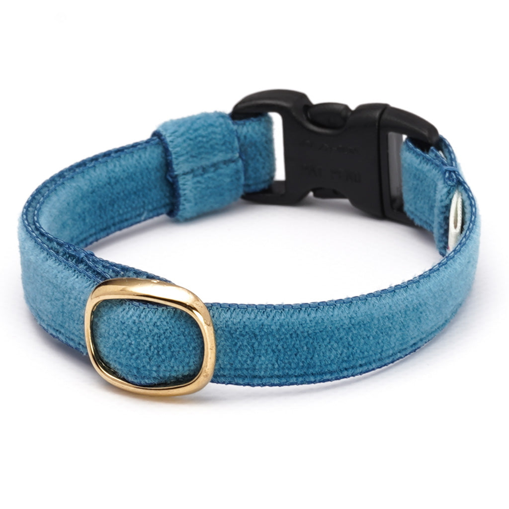 猫首輪 ベルベット ダークブルー