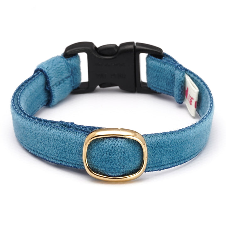 猫首輪 ベルベット ダークブルー