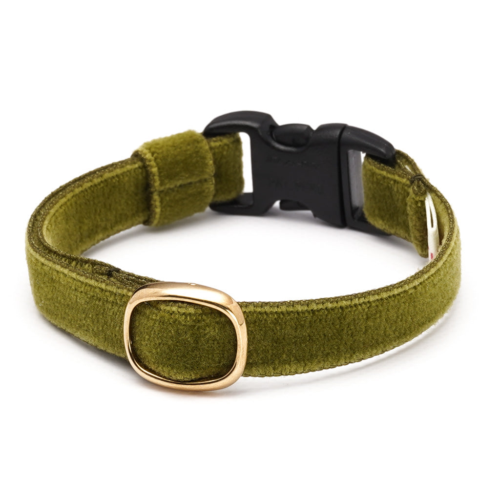 猫首輪 ベルベット ダークグリーン