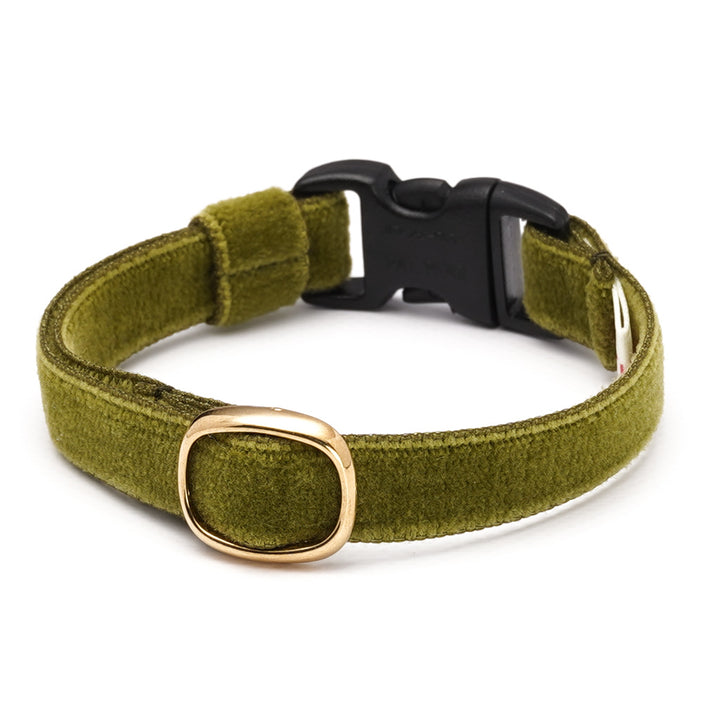 猫首輪 ベルベット ダークグリーン