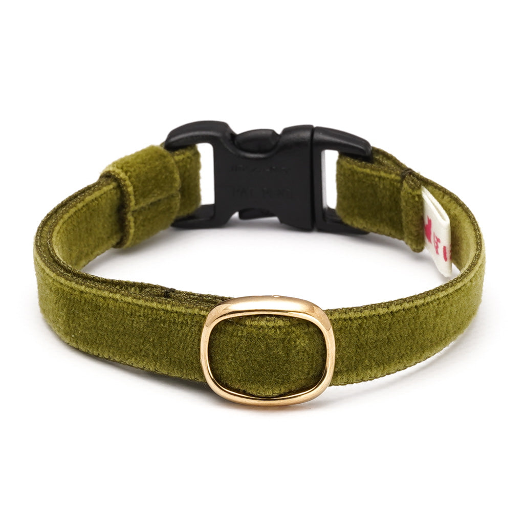 猫首輪 ベルベット ダークグリーン