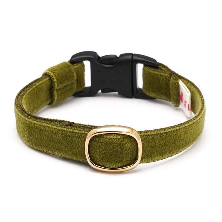 猫首輪 ベルベット ダークグリーン