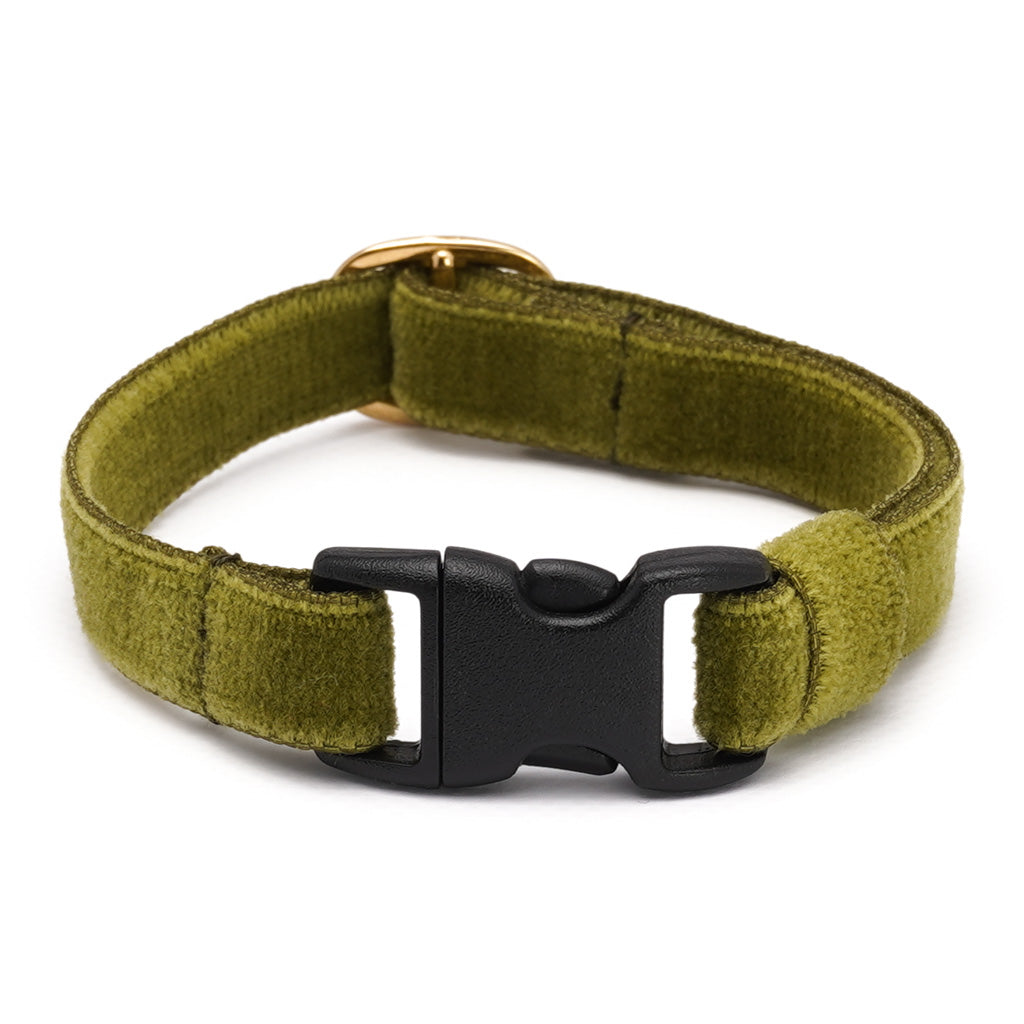 猫首輪 ベルベット ダークグリーン