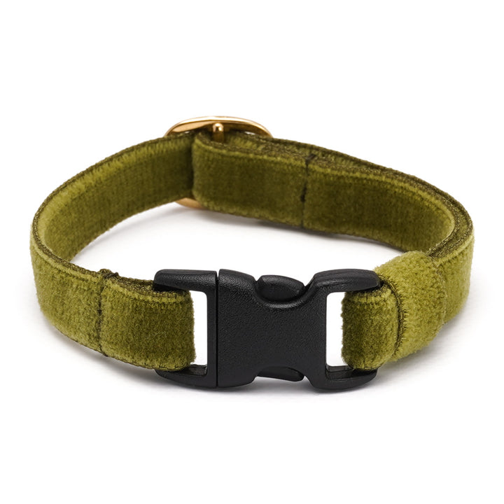 猫首輪 ベルベット ダークグリーン