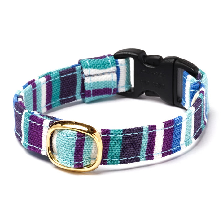 猫首輪 モダンミラノストライプ アズーリブルー(パープル×ブルー) - ぽぽねこ公式オンラインショップ