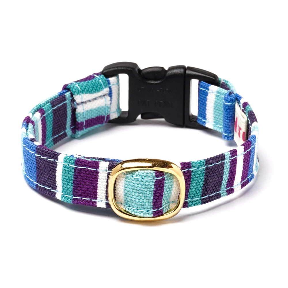 猫首輪 モダンミラノストライプ アズーリブルー(パープル×ブルー) - ぽぽねこ公式オンラインショップ