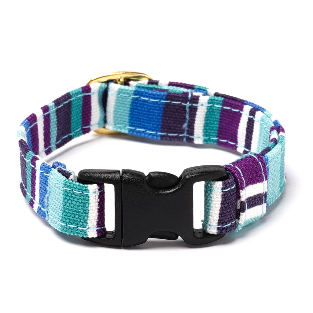 猫首輪 モダンミラノストライプ アズーリブルー(パープル×ブルー) - ぽぽねこ公式オンラインショップ
