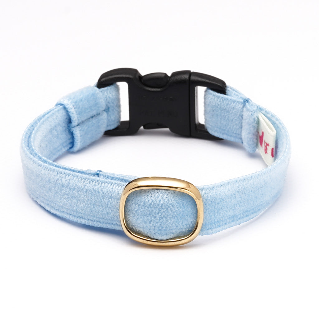 猫首輪 ベルベット ライトブルー