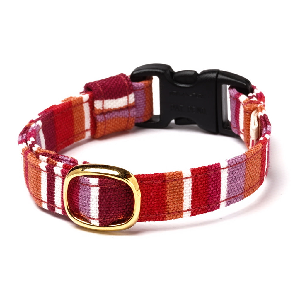 猫首輪 モダンミラノストライプ ベネチアンレッド - ぽぽねこ公式オンラインショップ