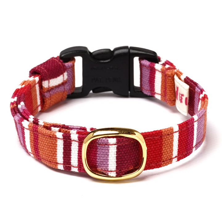 猫首輪 モダンミラノストライプ ベネチアンレッド - ぽぽねこ公式オンラインショップ