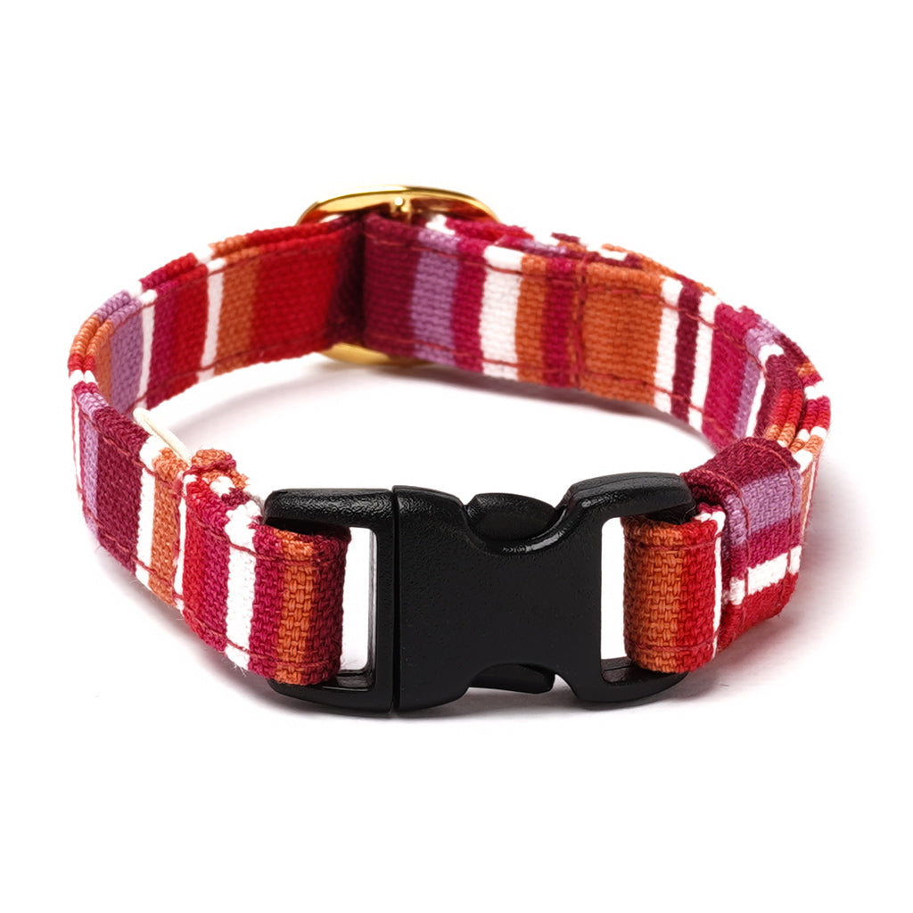 猫首輪 モダンミラノストライプ ベネチアンレッド - ぽぽねこ公式オンラインショップ