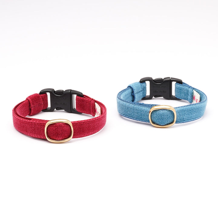 猫首輪 ベルベット ダークブルー