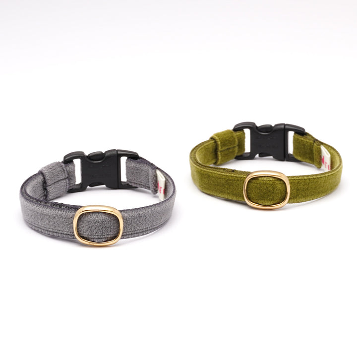 猫首輪 ベルベット ダークグレー
