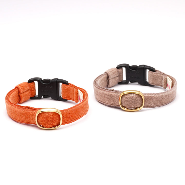 猫首輪 ベルベット ダークオレンジ