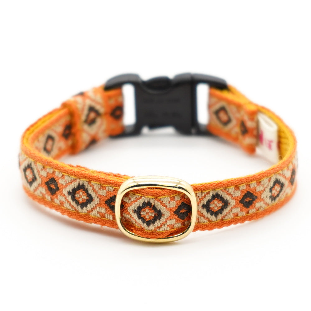 チロル猫首輪  ジオメトリック オレンジ