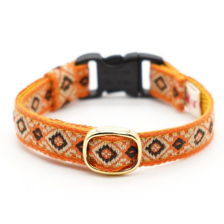 チロル猫首輪  ジオメトリック オレンジ