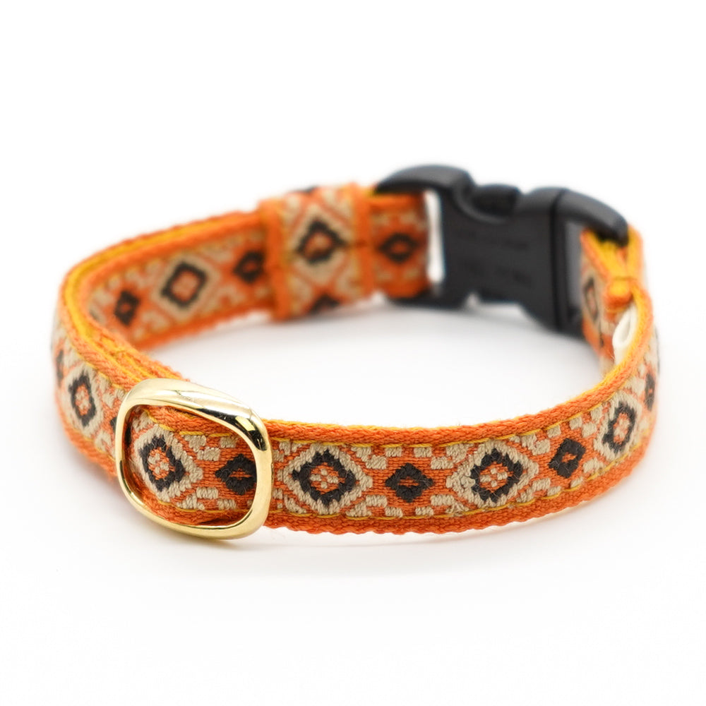 チロル猫首輪  ジオメトリック オレンジ