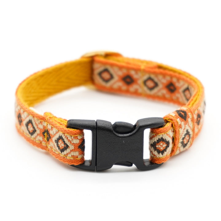 チロル猫首輪  ジオメトリック オレンジ